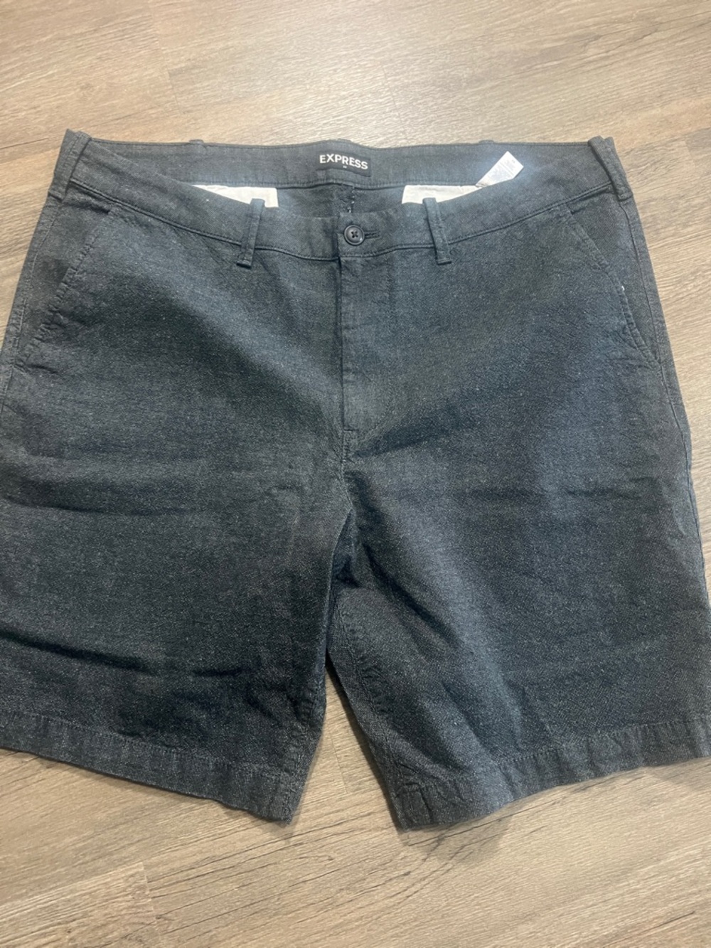 Express Black Casual Linen-Blend Shorts
